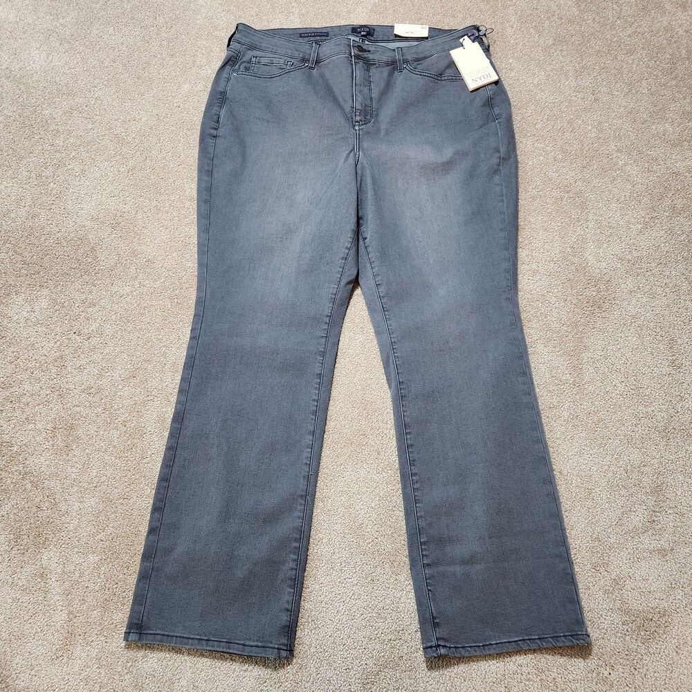 NYDJ Ellison Jeans Women 18W Gray High Rise Straight Cool Embrace Lift Tuck NWT